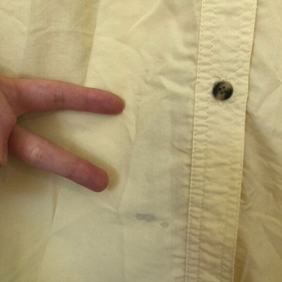 L. L. BEAN Tropicwear Shirt Solid Yellow Button Down Short Sleeve Vented Small S - Picture 6 of 10